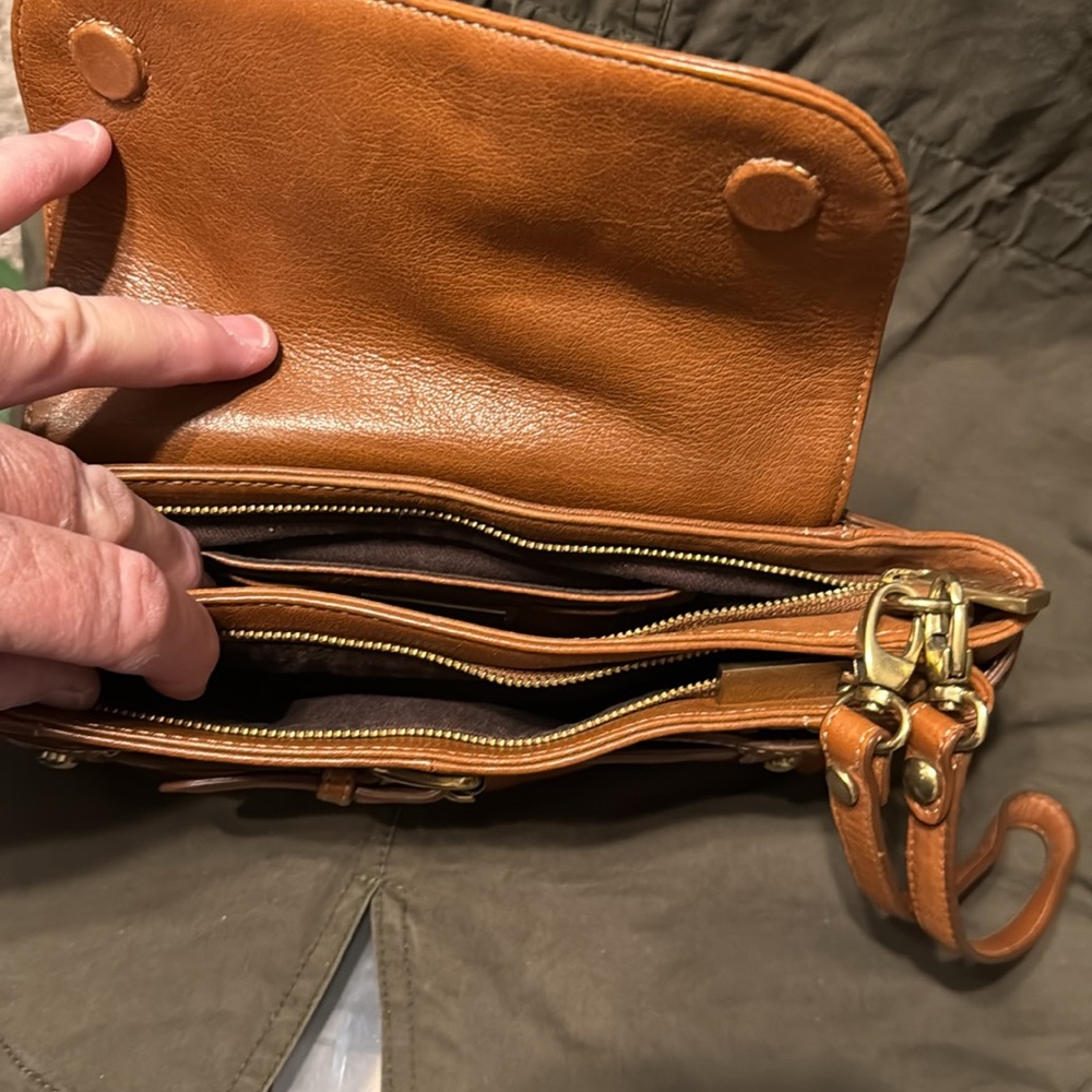 Kooba Tan Leather Clutch Wristlet with Buckle and wrist Strap - Picture 6 of 11